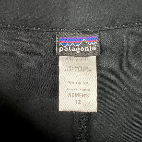 Patagonia Women's Black A-LIne Skort Side Zips Pocket Size 12 - Picture 10 of 12
